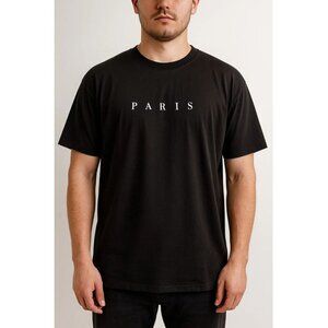 SHEIN Men's XL Black Paris Graphic Short Sleeve T-Shirt Casual Streetwear NIB